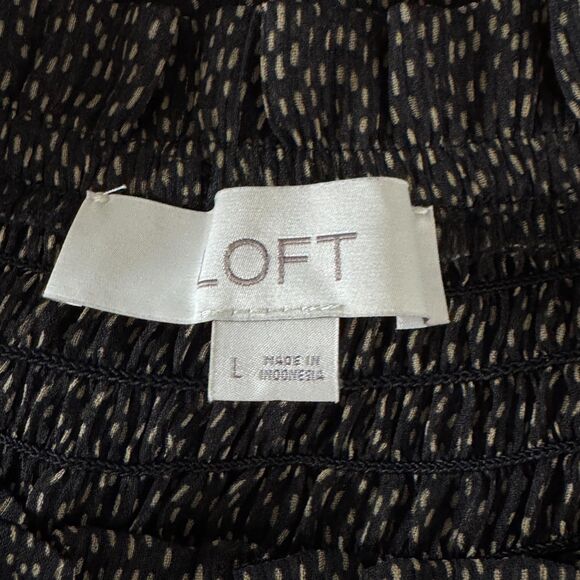 LOFT Smocked Yoke Chiffon Long Sleeve Blouse Women's Size Large - Picture 3 of 9